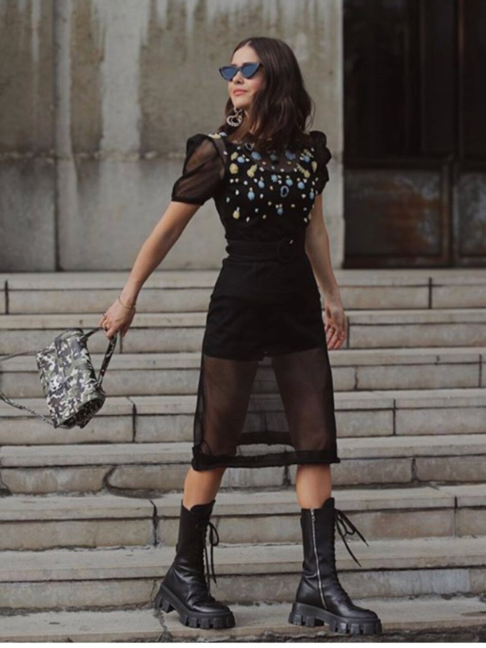 Miu Miu Mesh Floral Mini Dress Black Size 40